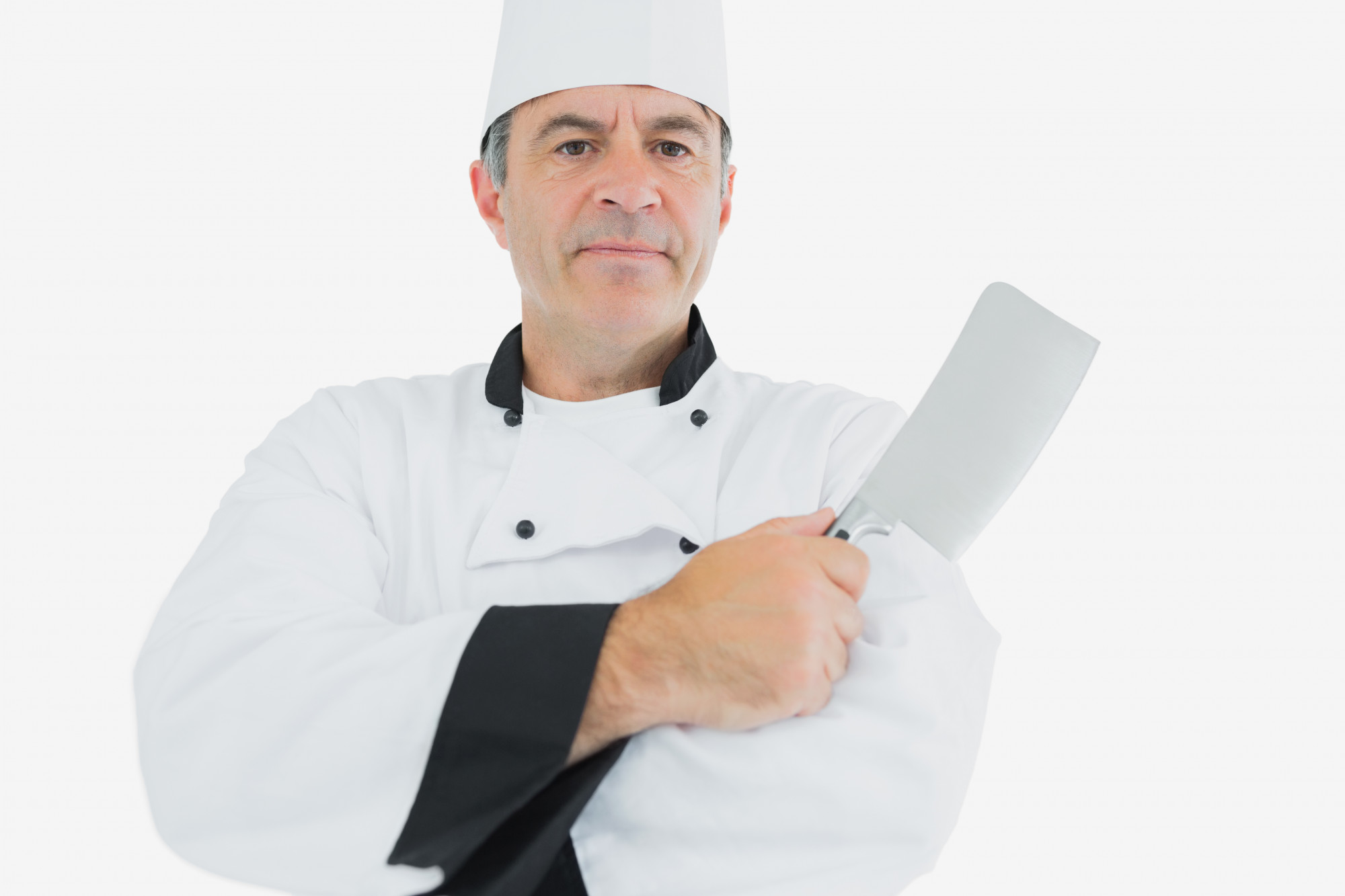 Chef che dimostra tecnica di taglio davanti alla camera